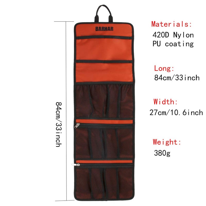 BARHAR Climbing Quickdraw Hanging Storage Bag, Carabiner Hook Gear Equipment Parts Collections, Durable Foldable Bundled Roll Anti-scratch Bag, Small Tools Organizer Pouch, suit for Rock Climbing Ice Climb - Image 3